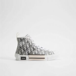 Dior Monogram High-Top Sneakers in Gray and White *authentic*